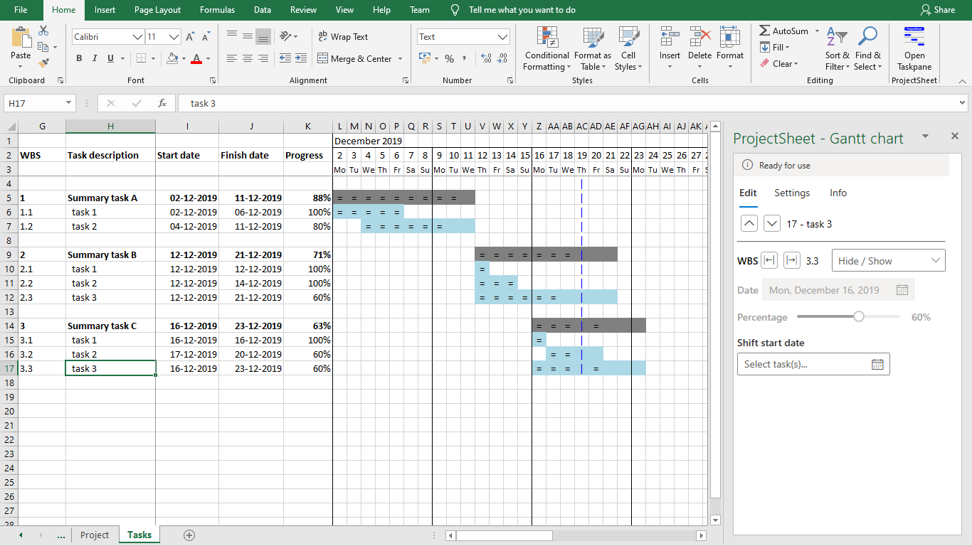 screenshot of Excel with add-in